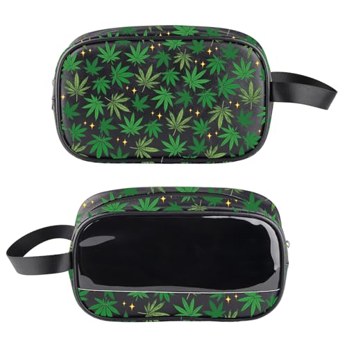 PXTIDY Clear Weed Leaf Makeup Bag