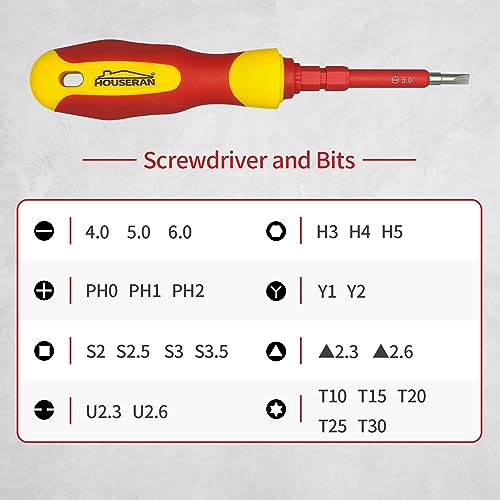 Insulated Screwdriver, HOUSERAN 26 Pcs Screwdriver Set, Magnetic Tip Electrician Tools Kit with Case - Image 4