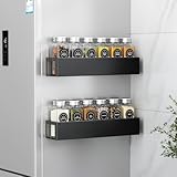 2 Pack Magnetic Spice Rack with 12 Spice Jars, Spice Labels, Magnetic Spice Organizer Shelf for Refrigerator, Microwave, Seasoning Organizer for Kitchen, Spice Jars with Label and Organizer Rack