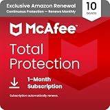 McAfee Total Protection 10-Device | AntiVirus Software 2026 for Windows PC & Mac, AI Scam Detection, VPN, Password Manager, ID Monitoring | 1-Month Subscription Amazon Auto-Renewal | Download