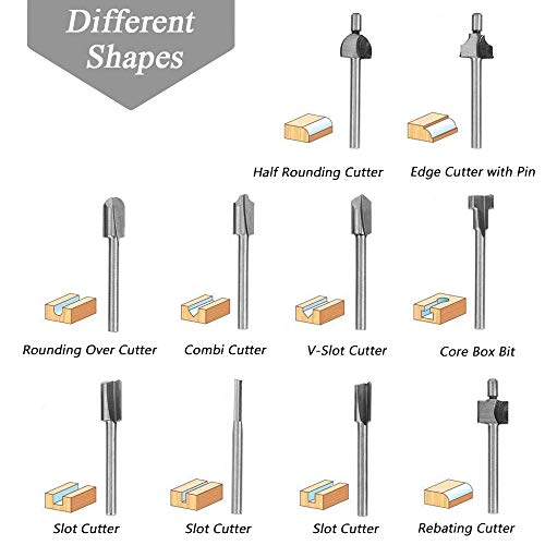 Mesee 10Pcs Hss Router Bits 1/8"(3Mm) Shank Carbide Engraving Bit Set Fit Rotary Tool Tools For Diy Woodworking Edge Grooving Carving Milling Trimming #TOP2