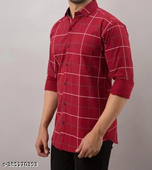 Image of Men's Cotton Casual Shirt, Brown, Full Sleeves, Regular Fit