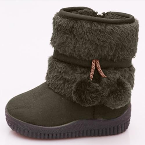 Winter Snow Boots for Girls Warm Fuzzy Lined Non-Slip Shoes Outdoor Mid Calf Booties, Toddler/Little Kid/Big Kid2