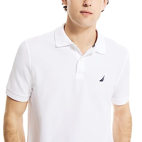 Nautica Mens Classic Short-Sleeve Solid T- Polo Shirts, Bright White, Large US - image 3