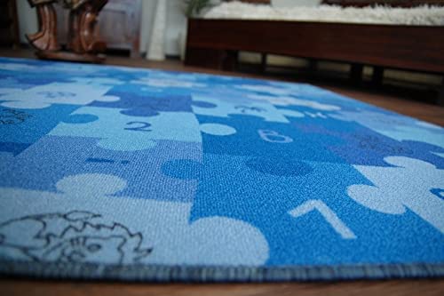 rugsx Tapis Enfant Puzzle Bleu 100x100 cm