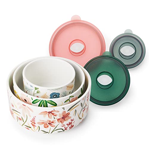 Thousandaynight Serving Bowls With Lids, 3 Piece Ceramic Bowls Set, Microwave & Dishwasher Safe, For Soup, Salad, Rice, Cereal, Breakfast, Dinner, Serving, Oatmeal (Pink) #TOP1