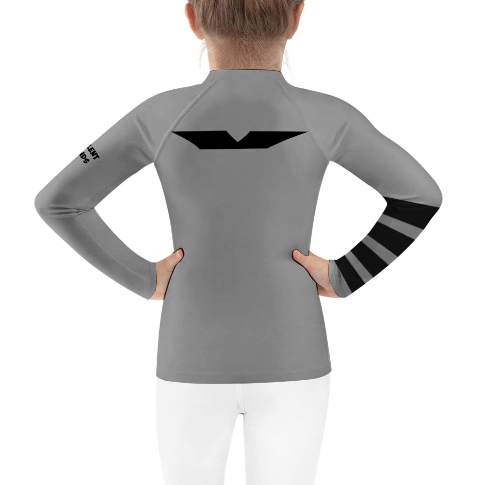 CHOO Vibrant Sports Wicking T-Shirt Cross Training Rash Guards for Water Sports, Long Sleeve Grey XL (AGE9-10)