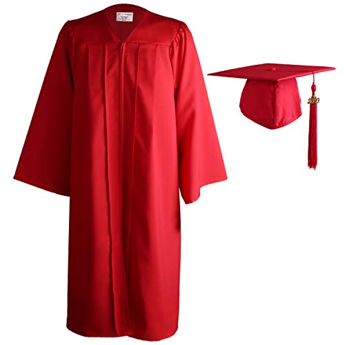 OSBO GradSeason Unisex Matte Adult Graduation Gown Cap Tassel Set Red