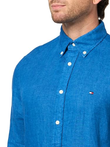 Image of Tommy Hilfiger Men's Long Sleeve Casual Linen Button Down Shirts in Regular Fit