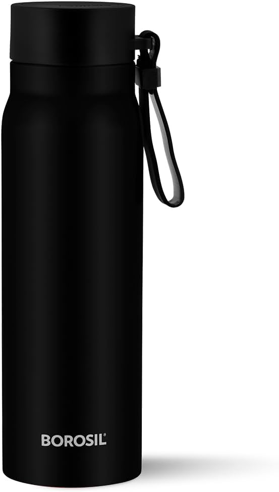 Borosil Bliss 500 ml Black Stainless Steel Vaccum Insulated Bottle 13 hrs Hot & 12 hrs Cold