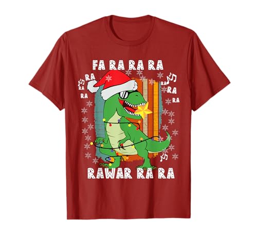 Divertido dinosaurio Fa Ra Rawr Navidad Pijamas T-Rex Navidad Camiseta
