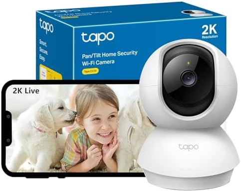Tapo C210 Caméra WiFi Intérieure 2K 3MP, Rotation 360°, Détection...