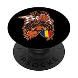 Rumänien Basketball-Fan-Trikot, Braun, für Mädchen PopSockets mit austauschbarem PopGrip
