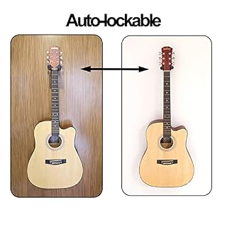 Cokritsm Cintre Pour Guitare Support Mural Bois Verrouillage Automatique Et RéGlable Crochet De Suspension Pour Guitare… – Image 2