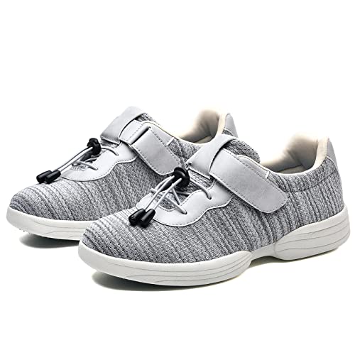Beylore Diabéticos Zapatillas Zapatos Ortopédicos Diabéticos Extra Anchos Zapatos Vendaje Ajustables Zapatos Edema DiabéTico, cómodos Zapatos Casuales,Hellgrau,38EU Cover