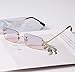 SDINM Rimless Sunglasses for Men Women Fashion Small Narrow Rectangle Sun Glasses Shades 90s Eyewear, Pink