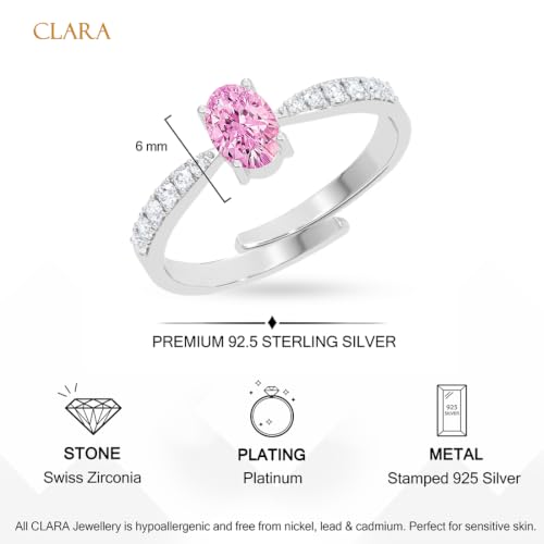 Image of Clara 925 Sterling Silver Minimal Adjustable Ring for Women Platinum Plated | Daily Wear | Gift for Women and Girls