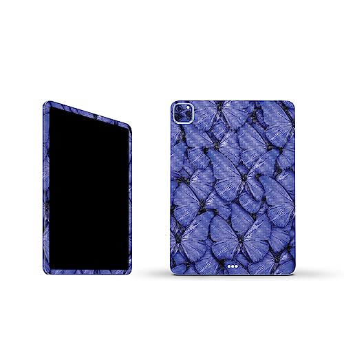 Image of MightySkins Carbon Fiber Skin Compatible With Apple iPad Pro 11 inch M2 4th Gen (2022) Full Wrap Kit - Blue Butterflies | Protective, Durable Textured Carbon Fiber Finish | Easy To Apply | Made in the USA