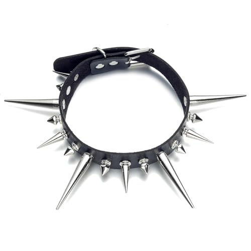 FNQUFUJ Long Spiked Choker Punk Collar Necklace Goth decor Jewelry Gothic Accessories (black)