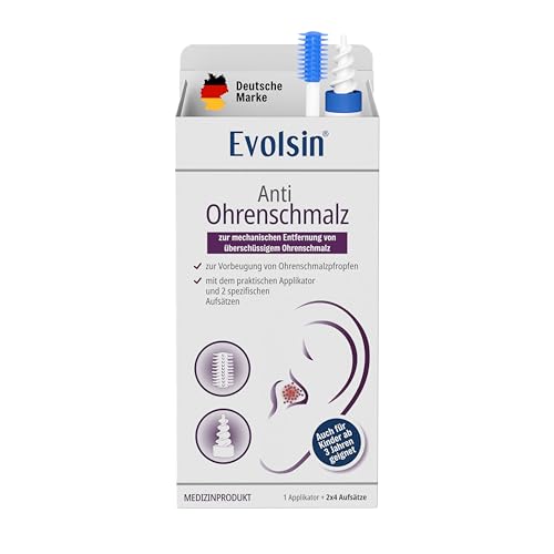 EVOLSIN Anti-Ohrenschmalz Ohrenschmalz Entferner mit 2 x 4 Aufsätzen Ohrenreiniger Set für sanfte Ohr Reinigung Ohr Hygiene & Pflege