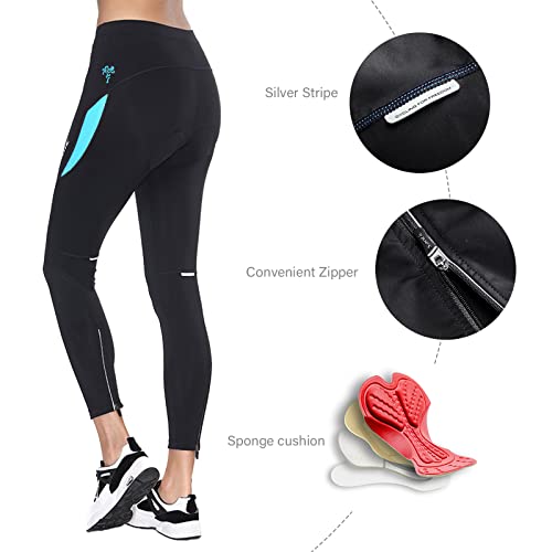 Santic Culote Ciclismo Mujer Culote Bicicleta Pantalones Largos de Ciclismo/Bicicleta/MTB con Badana para Mujeres Azul EU XXL