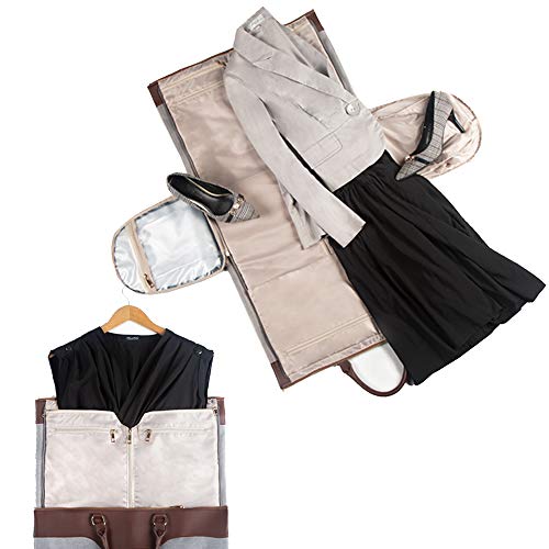 Travel Garment Bag Convertible suit dresses weekender PU leather with shoes compartment shoulder strap overnight carry on duffel bag for woman