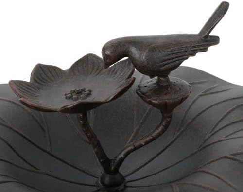 Outdoor Aluminum and Iron Top Bird Bath with Iron Base - Charming Addition to Your Outdoor Space
