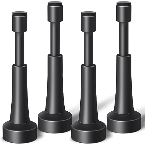 4PCS Black Door Stoppers for Wall, Spring Door Stop for Bottom of Door