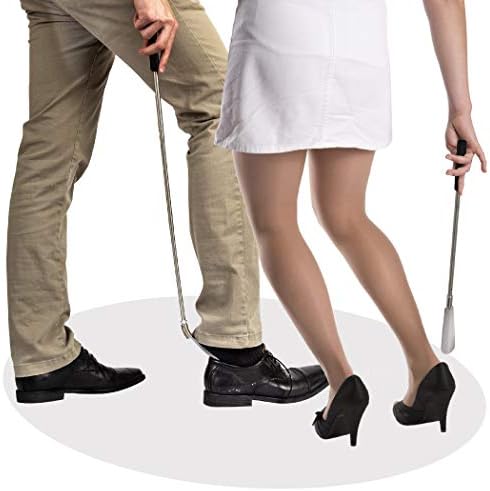 FootMatters Expander Shoe Horn Extra Long Handle Stainless Steel Twist to Lock Extends 16 to 31 inches