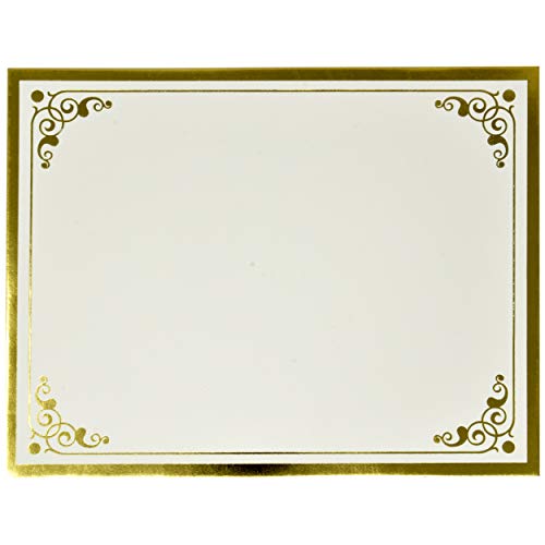 Gold Award Certificate Papers 60 Count Blank Plain Card Stock Golden Foil Border Stationary Computer Paper For High School Kindergarten Graduation Marriage Diplomas 8.5" X 11" Laser & Inkjet Printer #TOP1