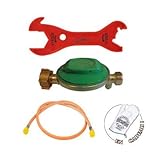 KIT D'INSTALLATION DE BRANCHEMENT DE BARBECUE AU GAZ AVEC DETENDEUR BUTANE NF POUR BOUTIELLE 13KG FELXIBLE 1M ET CLE DE SERRAGE AVEC GANTS CUISSON MANIQUE OFFERT