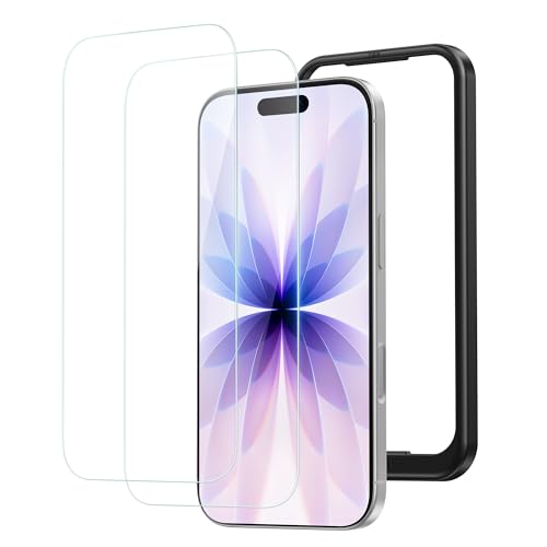 NIMASO ガラスフィルム iPhone 17 用 強化ガラス 液晶 保護フィルム 耐衝撃 高透過率 指紋防止 貼りやすい ガイド枠付き 2枚セット いPhone17(6.3インチ)対応 DSP25F1698