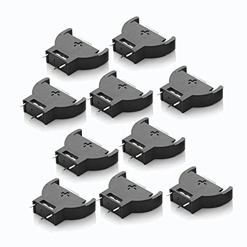 rgzhihuifz CR2032 Battery Holder, Coin Cell Button Socket Holder Case, CR2032 Coin Cell Button Battery Holder with 3 Pin Solder Mounting Lead
