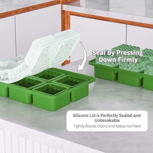 Image of Premium Large 3D Crystal Square Ice Cube Tray, Silicone Molds for Chilling Drinks, Chocolates, Juice, Jelly and Many More. (Green)