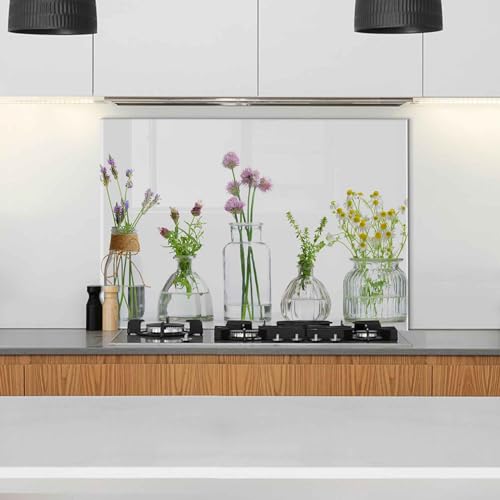 Roggmard Tempered Glass Kitchen Backsplash, Stove Back Top Cover, Splashback Tile, Kitchen Sink Cover Splash Guard, Home Kitchen Decor (25.5x12''-(65x30cm))