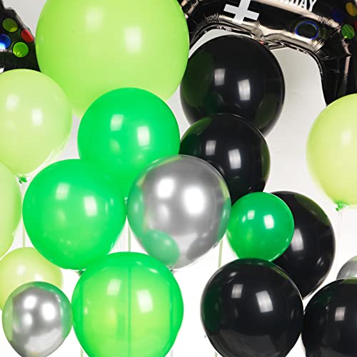 Video Game Balloon Garland Kit 135Pcs Green And Black Silver Controller Balloon Arch Gamer Night Decorations For Boy Minecraft Birthday Party Supplies #TOP4