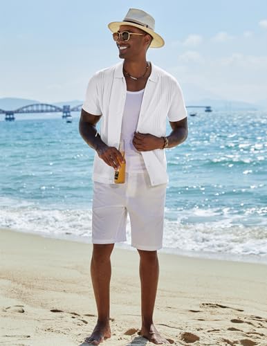 COOFANDY Men Casual Button Down Shirts Short Sleeve Summer Beach Shirt Fashion Camp Tops4