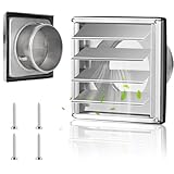 Griglia di Ventilazione 150 mm, in Acciaio Inox 304, Lamelle Mobili, Zanzariera, con Guarnizione in Gomma e Viti, per Tubo VMC e Copertura Cappa Esterna, le Cucine ecc