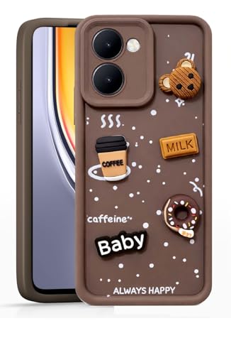 Image of Bintage Ball Bear| Donut| Milk Cake| Baby| Coffee Rubber Case Full Body & Camera Protection Back Cover Compatible for Realme C33 4G 2023 - Brown