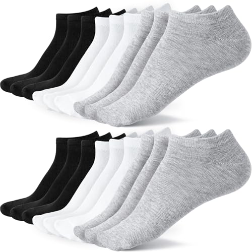 BYDOLL Ankle Polyester Socks for Women Athletic Running Breathable Soft Socks No-Slip Grip for Sports and Casual (9/18 Pack)