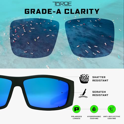 Image of TOROE z87+ Safety Polarized Wrap Around FALCON Sunglasses Tr90 Frame, Anti Scratch Lenses