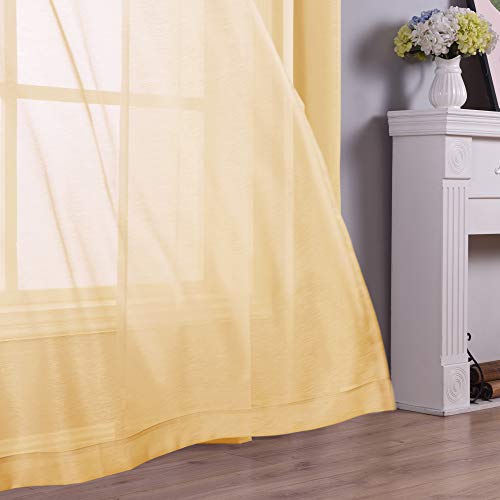 image for KOUFALL Sheer Curtains 96 Inches Long 2 Panels Grommet Curtain Panel P