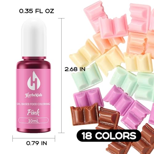 Oil Based Food Coloring for Chocolate – 18 Colors x 10ml Concentrated Oil Food Dye for Melting Chocolate, Candy Melts, Cake Pops, Strawberries & Baking