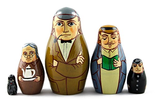 Matryoshka Matrioska Babuska Russian Nesting Wooden Doll Sherlock Holmes And Doctor Watson Matryoshika Babushka 5 Pcs Stacking Hand Painting Matriosjka Matrioska Matreshka Matrjoska Matroeska #TOP4