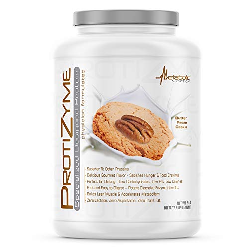 Metabolic Nutrition, Protizyme, 100% Whey Protein Powder, High Protein, Low Carb, Low Fat with Digestive Enzymes, 24 Essential Vitamins and Minerals, Butter Pecan Cookie, 5 Pound Metabolic Nutrition, Protizyme, 100% Whey Protein Powder, High Protein, Low Carb, Low Fat with Digestive Enzymes, 24 Essential Vitamins and Minerals, Butter Pecan Cookie, 5 Pound