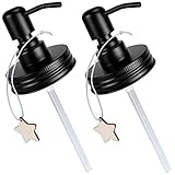 muscccm (2 Pack Soap Dispenser Set, Mason Jar Pump Lid Soap Dispensers for Homemade Lotions, Shampoos and Massage Oils（with Star Shape Wood tag）