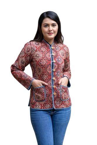 Image of Jackets for women | Cotton Quilted Reversible Short Jacket | Double Sided Warm Outerwear Coat for women |Jacket for women winter wear