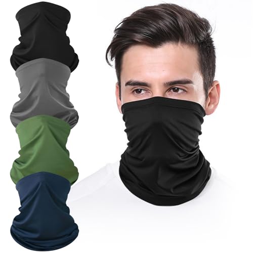 4 Pcs Neck Gaiter Cooling Face Mask Wind-proof Scarf Bandana for Men Women