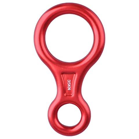 YAPJEB 35 kN Figure 8 Descender Climbing Rescue Gear Heavy Duty Belay Device Rappel Rigging Device Downhill Equipment for Rock Climbing Peak Rescue (Red) Cover