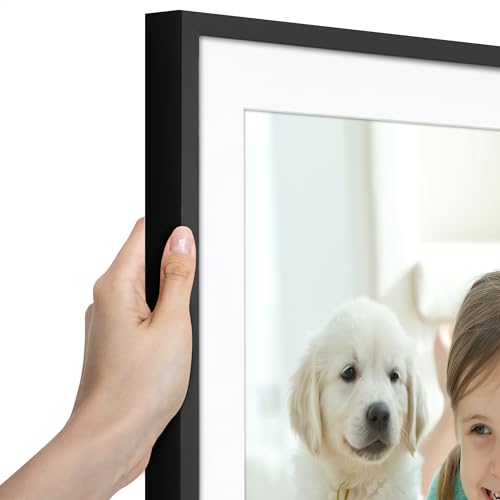 Americanflat 22x28 Poster Frame with Polished Plexiglass - Use as 18x24 Frame with Mat or Display 22x28 Photo Without Mat - Soho Collection - Deep Molding Picture Frames for Wall Display - Black by Americanflat - Image 8